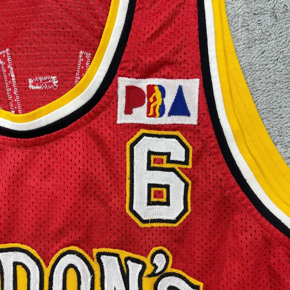 Vintage Gordon's Gin Philippine Basketball Association #6 Will DHA Jersey Red
